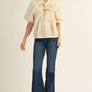 Lasting Drawstring Neckline Solid Woven Top
