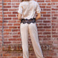 Hopins Lace Trim Short Sleeve Satin Tee Top