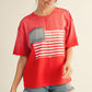 July American Flag Patched Casual Wash Top American Flag Patched Casual Wash Top  R7154