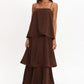 Chocolate Layered Flowy Maxi Dress