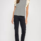 Bardstown Mixed Media Stripe Top-stitch Knit Top