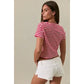Emmy Short Sleeve Round Neck Stripe Crop T-Shirt