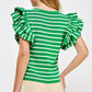 Berea Layered Flutter Short Sleeve Stripe Top