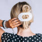 White Polka Dot Party Large Flat Round Hair Clip