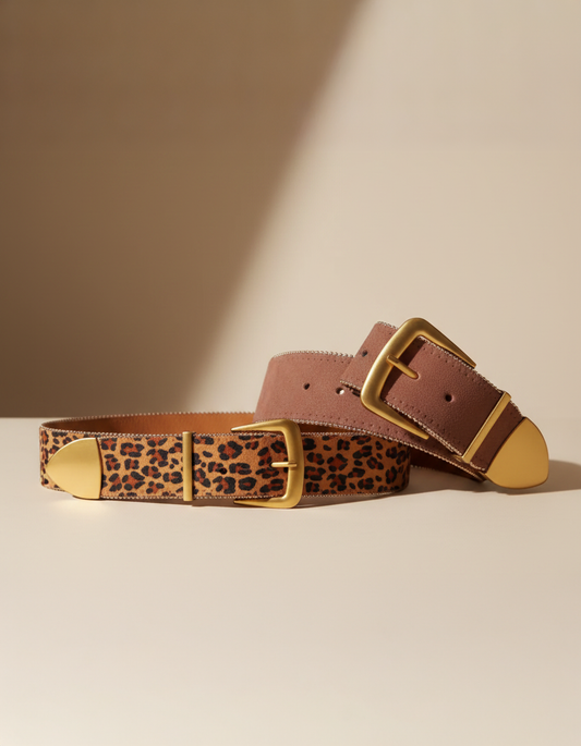 Zipper-Lined Suede Belt with Gold Hardware