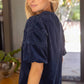 Justice Scalloped Hemline Bubble Sleeve Solid Corduroy Top