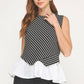 Georgetown Wrap-Over Mixed Media Sleeveless Striped Knit Top