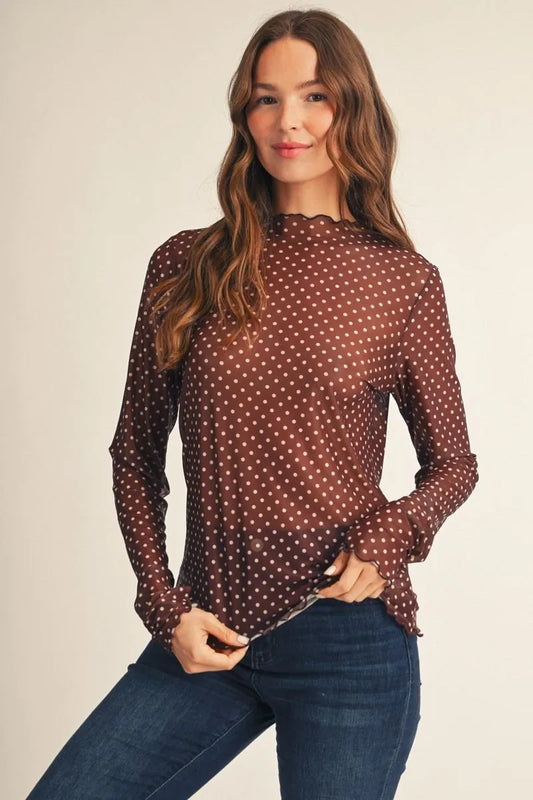 Palmer Polka Dot Mesh Top