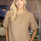 Braid Sweater Knit Short Bubble Sleeve Top