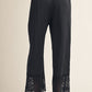 Wedding Pants Lace Hem Detail Solid Satin Pants