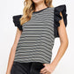 Bardstown Mixed Media Stripe Top-stitch Knit Top