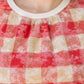 Eternal Solid Ribbed Band Bubble Sleeve Plaid  Top