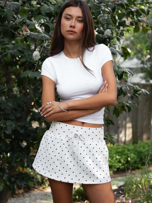 Jottie Plush Fleece Polka Dot Mini Skort