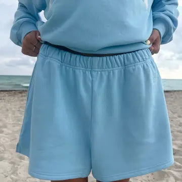 Berry Blue Embroidered Sweat Shorts