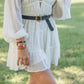 Round Brass Buckle Suede/Genuine Leather Belt｜Minimalist