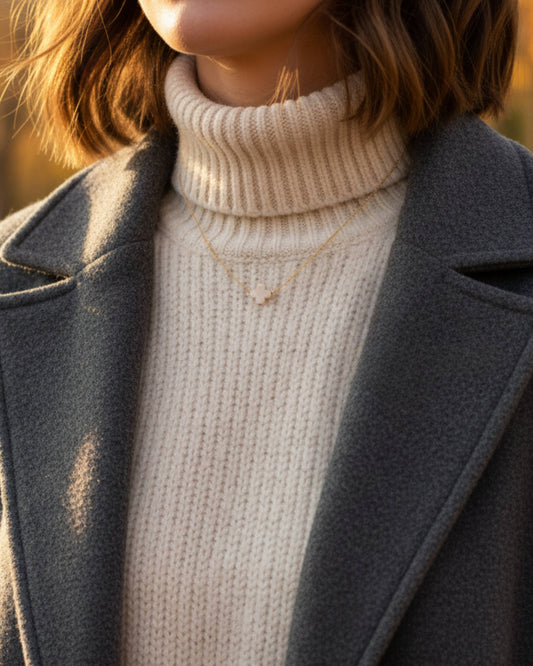Faith Over Fear Moonstone Cross Necklace on Gold Chain