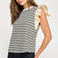 Bardstown Mixed Media Stripe Top-stitch Knit Top