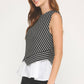 Georgetown Wrap-Over Mixed Media Sleeveless Striped Knit Top