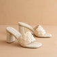 The Holland | Ivory Pearl Raffia Block Heel Mule