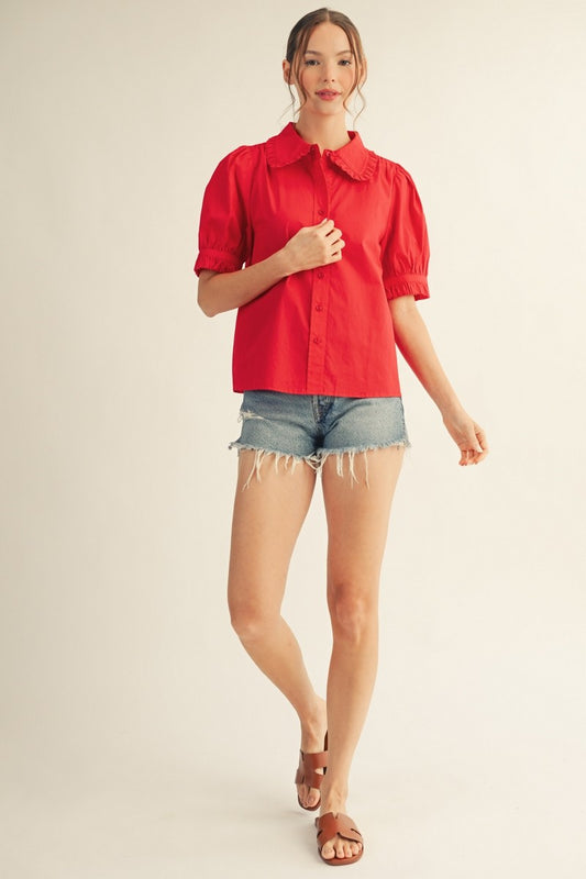 Peter Pan Collard Button Down Top
