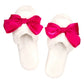 Plush Slippers - Hot Pink Bow