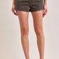 Teton Brown Cheetah Mid Rise Shorts by Hidden Denim