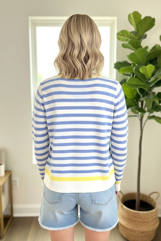 Elizabeth Button Down Striped Cardigan