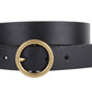 Round Brass Buckle Suede/Genuine Leather Belt｜Minimalist
