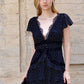 Taos Polka Dot Lace Trim Tiered Mini Dress