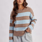 Report Striped Boat Neckline Sweater