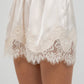 Karma Elastic Waist Satin Shorts with Lace Pointelle