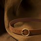 Round Brass Buckle Suede/Genuine Leather Belt｜Minimalist