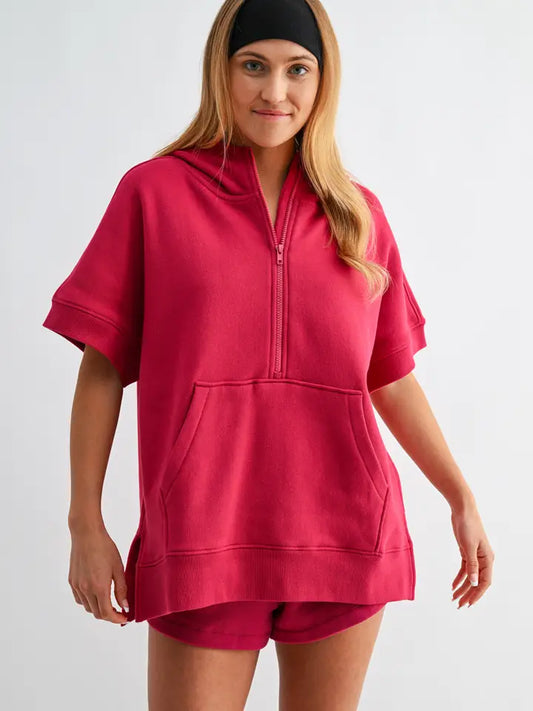 Malibu Summit Short Sleeve Half-Zip Hoodie