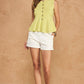 Kentucky Sleeveless Button-Front Peplum Knit Top
