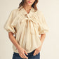 Lasting Drawstring Neckline Solid Woven Top