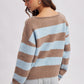 Report Striped Boat Neckline Sweater