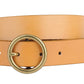 Round Brass Buckle Suede/Genuine Leather Belt｜Minimalist