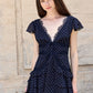 Taos Polka Dot Lace Trim Tiered Mini Dress