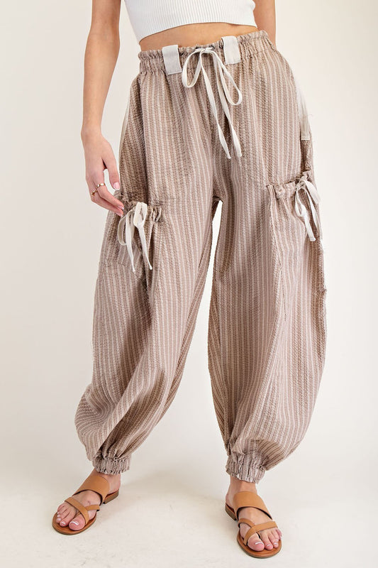 Mother Striped Drawstring Jogger Pants