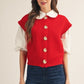 Big Shell Button Detail Sweater Vest