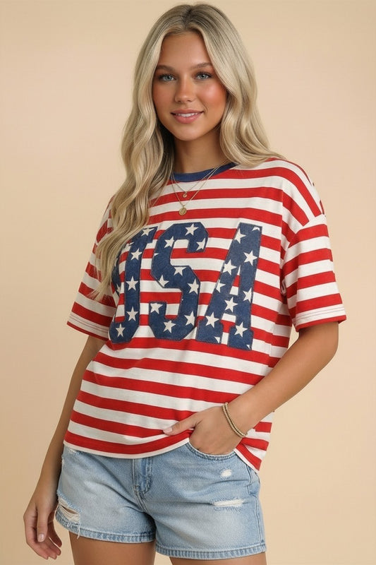 USA 250th Anniversary Commemorative Oversized Stripe Tee