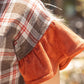 Harvest Silver Grommet Solid Suede Contrast Plaid Top