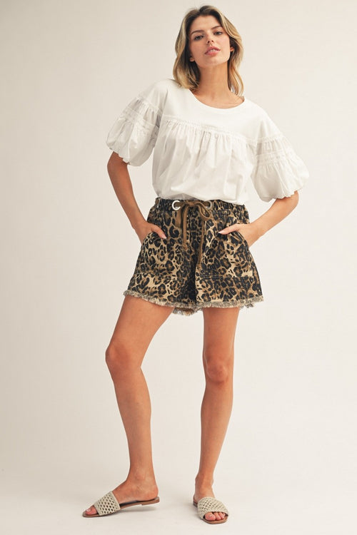Animal Frayed Hem Leopard Shorts Frayed Hem Leopard Shorts