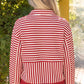 Pacific Open V-Neck Grommet Detail Striped Knit Top