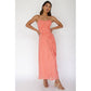 Melon V Neck Bodice Maxi Dress
