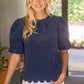 Justice Scalloped Hemline Bubble Sleeve Solid Corduroy Top