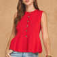 Kentucky Sleeveless Button-Front Peplum Knit Top
