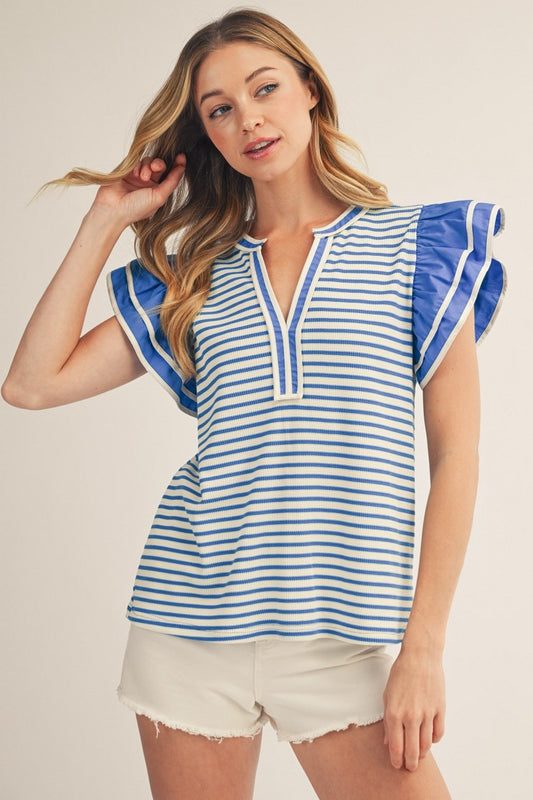 Sally Layered Sleeves Thermo Stripe Top