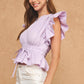 Midway Flutter Sleeve Peplum Poplin Top