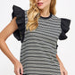 Bardstown Mixed Media Stripe Top-stitch Knit Top